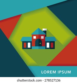 Building flat icon with long shadow,eps10