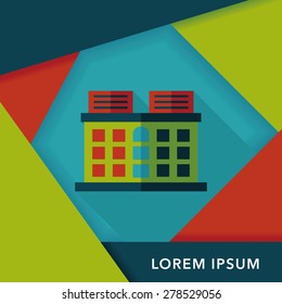 Building flat icon with long shadow,eps10