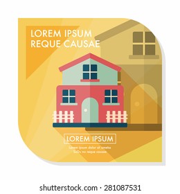 Building flat icon with long shadow,eps10