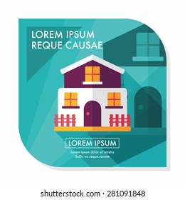 Building flat icon with long shadow,eps10