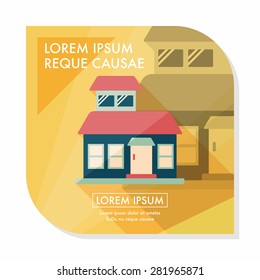 Building flat icon with long shadow,eps10