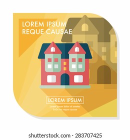 Building flat icon with long shadow,eps10