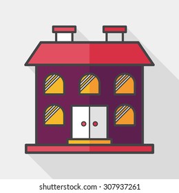 Building flat icon with long shadow,eps10