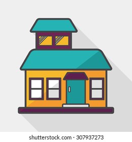 Building flat icon with long shadow,eps10