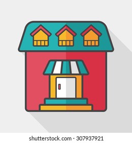 Building flat icon with long shadow,eps10