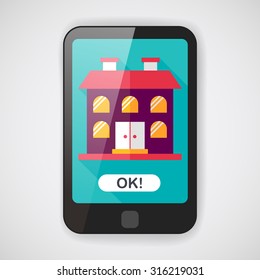 Building flat icon with long shadow,eps10