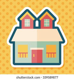 Building flat icon with long shadow,eps10