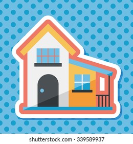 Building flat icon with long shadow,eps10