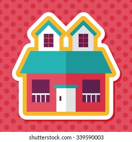 Building flat icon with long shadow,eps10