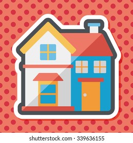 Building flat icon with long shadow,eps10