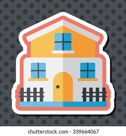 Building flat icon with long shadow,eps10