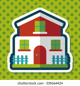 Building flat icon with long shadow,eps10