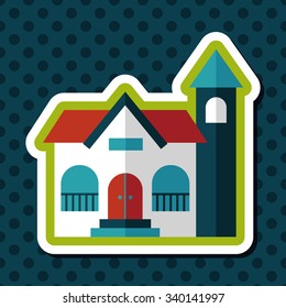 Building flat icon with long shadow,eps10