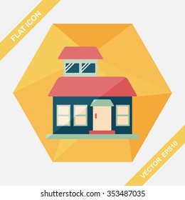 Building flat icon with long shadow,eps10
