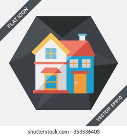Building flat icon with long shadow,eps10