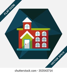 Building flat icon with long shadow,eps10