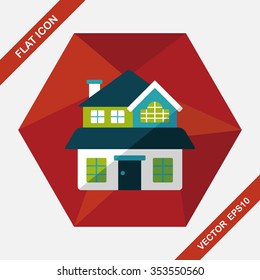 Building flat icon with long shadow,eps10