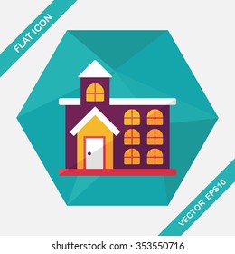 Building flat icon with long shadow,eps10