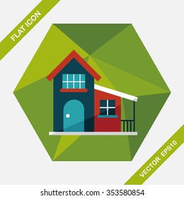 Building flat icon with long shadow,eps10