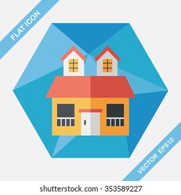 Building flat icon with long shadow,eps10