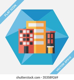 Building flat icon with long shadow,eps10
