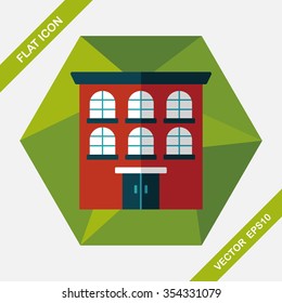 Building flat icon with long shadow,eps10