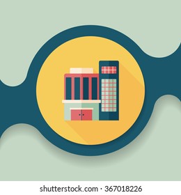 Building flat icon with long shadow,eps10