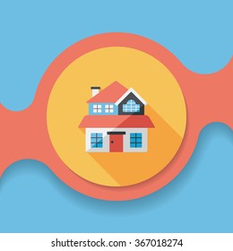 Building flat icon with long shadow,eps10