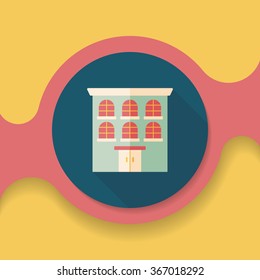 Building flat icon with long shadow,eps10