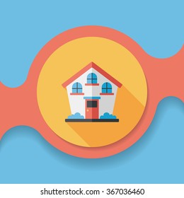 Building flat icon with long shadow,eps10