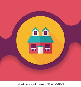 Building flat icon with long shadow,eps10