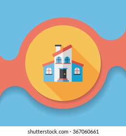 Building flat icon with long shadow,eps10