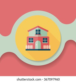 Building flat icon with long shadow,eps10