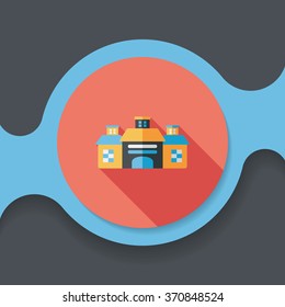 Building flat icon with long shadow,eps10