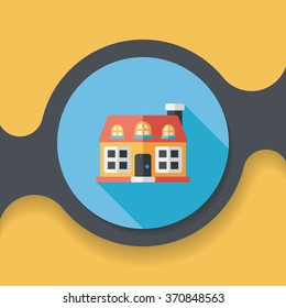 Building flat icon with long shadow,eps10