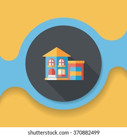 Building flat icon with long shadow,eps10