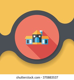 Building flat icon with long shadow,eps10