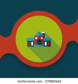 Building flat icon with long shadow,eps10