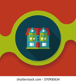 Building flat icon with long shadow,eps10