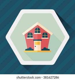 Building flat icon with long shadow,eps10