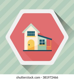 Building flat icon with long shadow,eps10