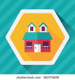 Building flat icon with long shadow,eps10