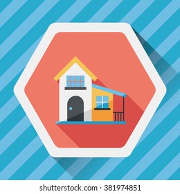 Building flat icon with long shadow,eps10
