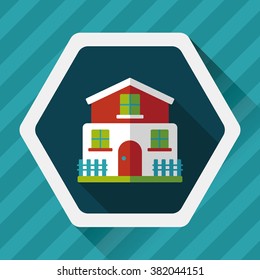 Building flat icon with long shadow,eps10