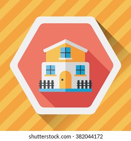 Building flat icon with long shadow,eps10