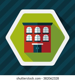 Building flat icon with long shadow,eps10