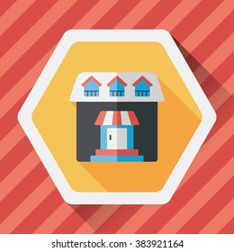 Building flat icon with long shadow,eps10