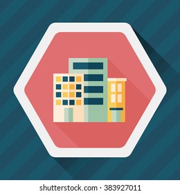 Building flat icon with long shadow,eps10