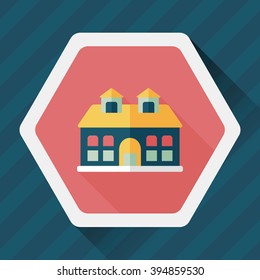 Building flat icon with long shadow,eps10