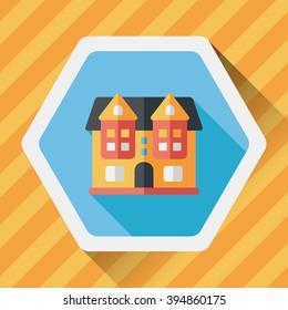 Building flat icon with long shadow,eps10